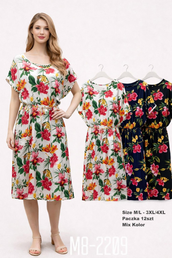 Sukienki damskie Roz M-4XL, Mix Kolor .Paczka 12 szt 1